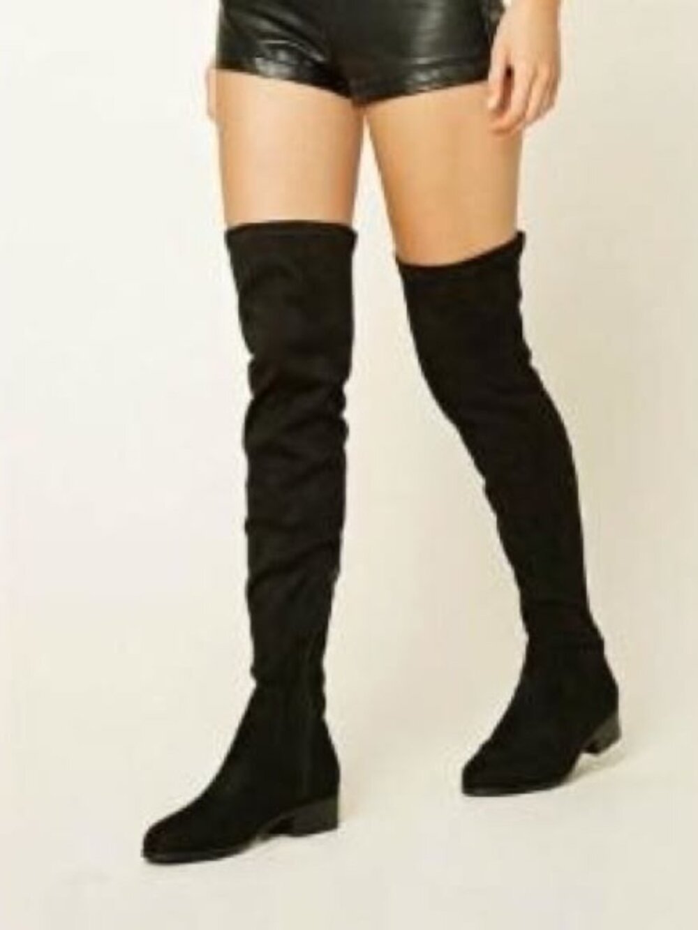 Forever 21 Faux Suede Thigh High Black Boots Size 9